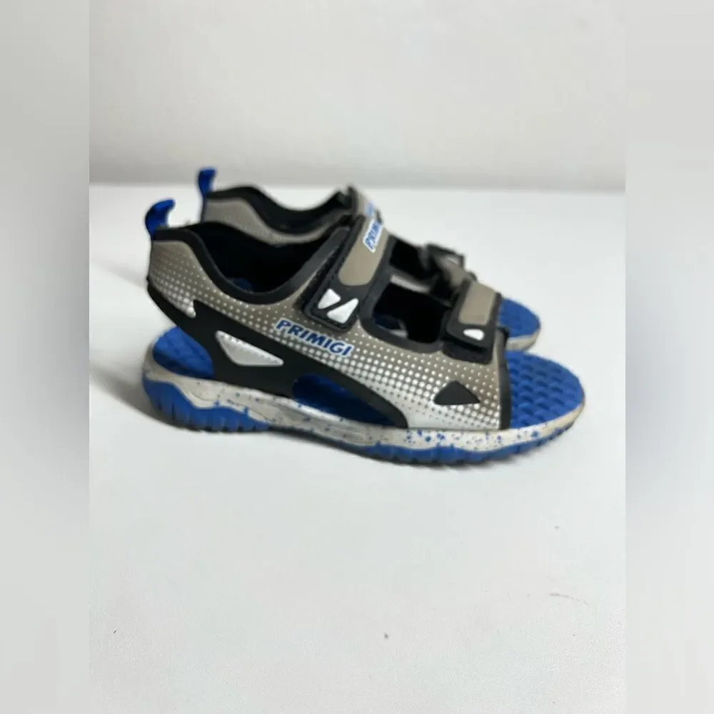 Primigi Italian Children's Sandals Size 11 Blue Grey Summer Shoes Hook Loop